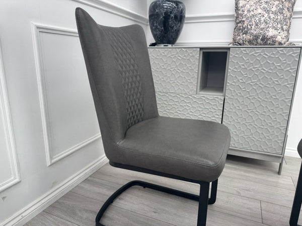 Furniture Village Loki Premium Faux Leather Pair Of 2 Dining Chairs Grey4