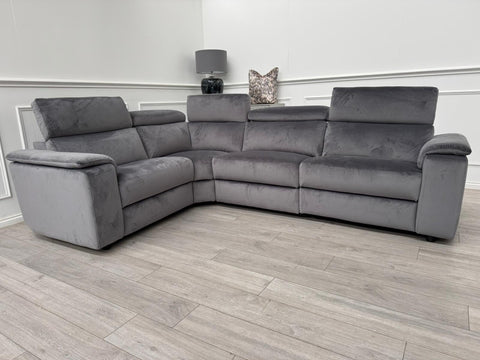 Furniture Village Nicoletti Davide Modular Corner Sofa Grey Velvet RRP £44950