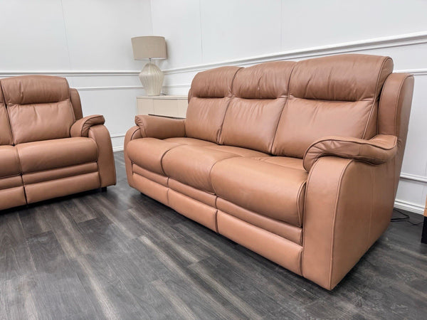 Parker Knoll Boston Dark Taupe Leather Static 3+3 Seater Sofa Set RRP £83201