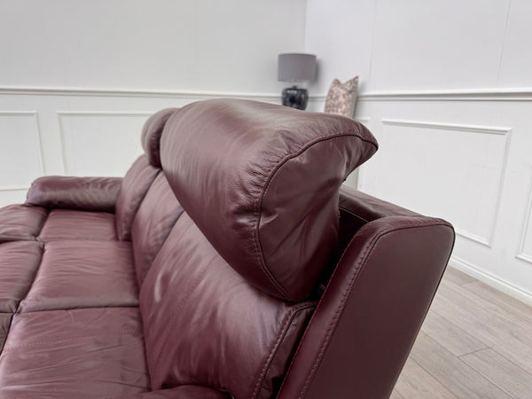 Furniture Village Moreno Power Recliner 3 Seater Sofa Cherry/Burgundy Leather4