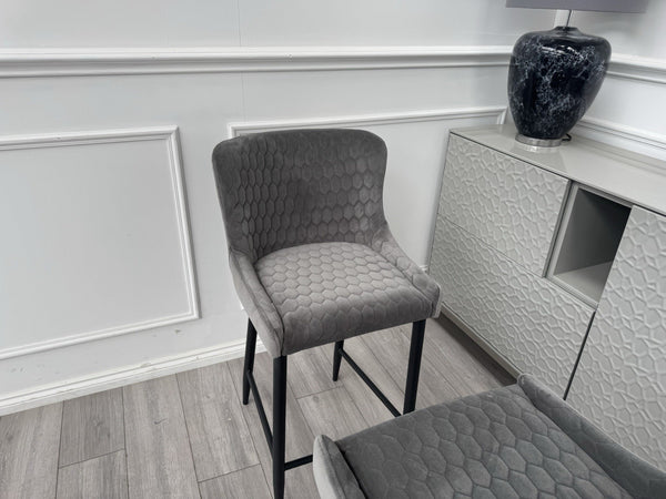 Furniture Village Osaka Grey Velvet Pair Of 2 Barstool Chairs10