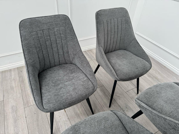 Furniture Village Crete Set Of 4 Swivel Dining Chairs Grey Fabric10