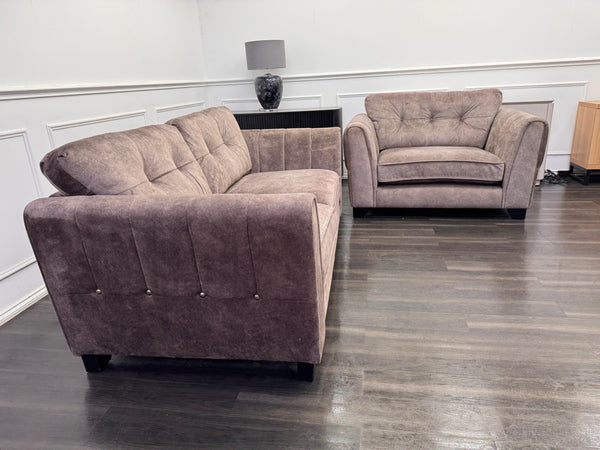 FURNITURE VILLAGE ARIANA 3 Seater Sofa Cuddle Set Classic Back Dapple Chocolate17