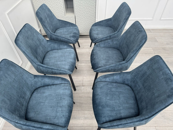 Furniture Village Veja Navy Blue Velvet Set Of 8 Swivel Dining Chairs13