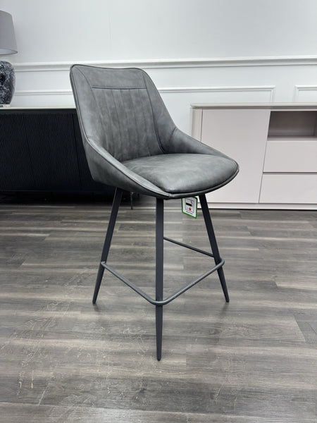 Furniture Village Crete charcoal grey faux leather dining barstool (Pre-sale)0