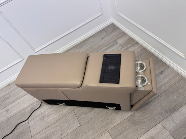 Sofology Plaza Console Stone Beige Leather Cup Holders Wireless Charging Socket1