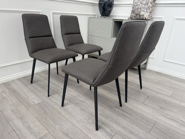 Furniture Village Bodahl Odin Set of 4 Grey Suede Dining Chairs1