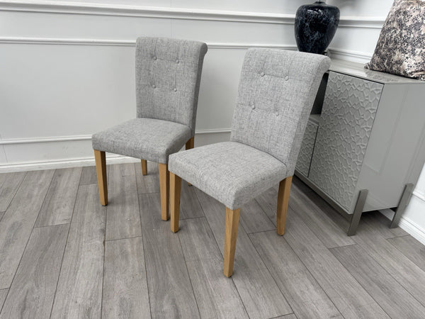 Furniture Village Augusta Grey Fabric Pair Of 2 Roll Back Dining Chairs0