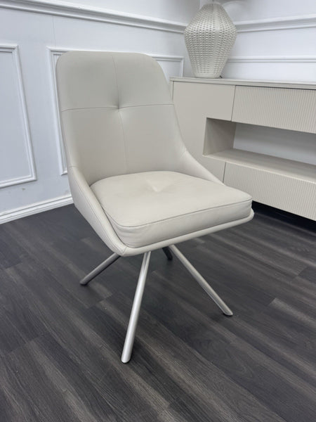 Furniture Village Avorio Leather Swivel Dining Chair (Pre-sale, Read Desc)0
