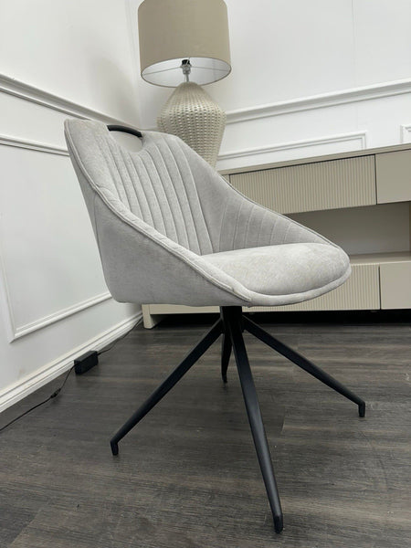 Furniture Village Jai silver grey swivel dining chair with handle (Pre-sale)0