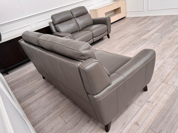 Furniture Village Zen Grey Leather Static 3 Seater  + Recliner 2 Seater Sofa Set13