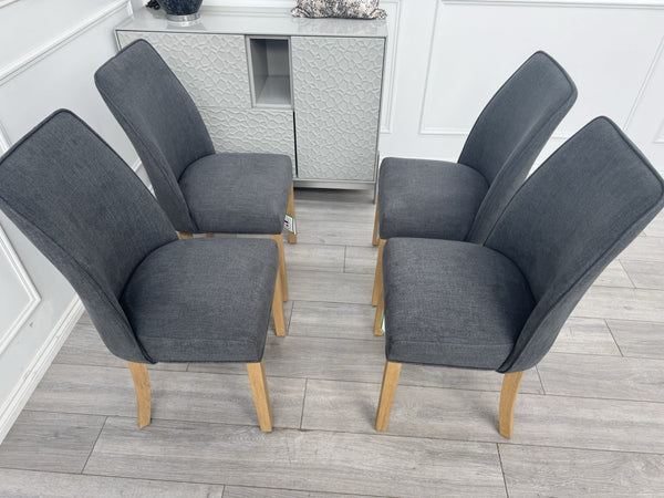 Furniture Village Hamilton Charcoal Fabric Set Of 4 Wooden Dining Chairs5