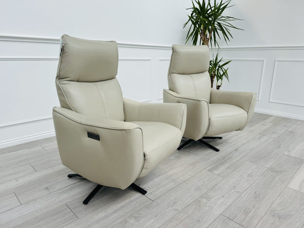 New Gillies Trent TVCH TV Reclining Chair, Feather Grey Genuine Leather RRP£199918