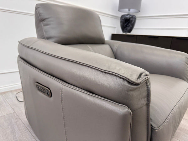 DFS Vixon Power Recliner Armchair Grey Leather + Power Headrest9