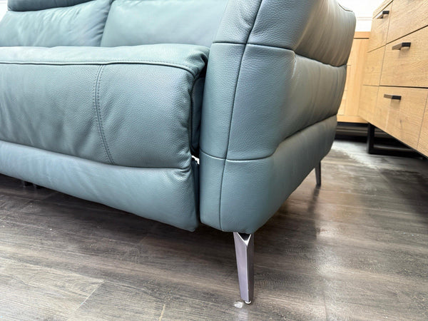 Sofology Renato Power Recliner 2 + 2 Seater Sofa Set Green Leather Media Console18