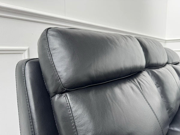 FV Serene Black Leather Power Recliner 3 Seater Sofa Lumbar + Headrest3