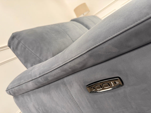 Furniture Village 3+2 Seater Sofa Set Power Recliner Dark Grey Suede11