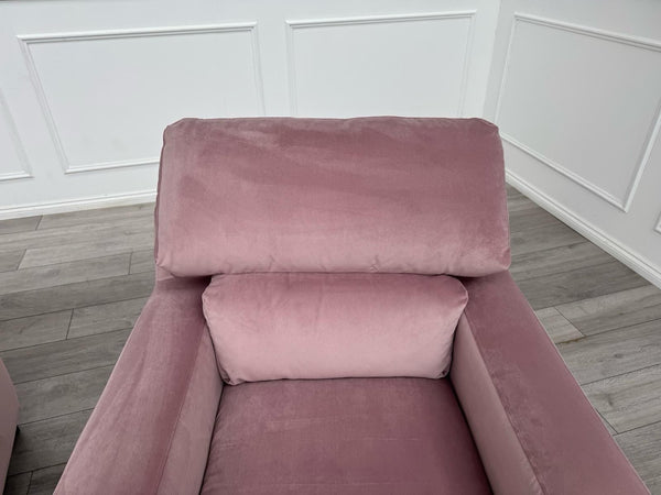 Furniture Village Lounge Co Romilly 3 Seater + Armchair Sofa Set Pink Velvet13