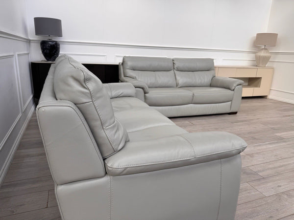 Furniture Village Grey Genuine Leather Sofa 3 & 3 Seater Sofa Set4