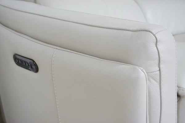 DFS Off white leather Power Recliner Large Curved 3 Seater + Armchair Sofa Set1