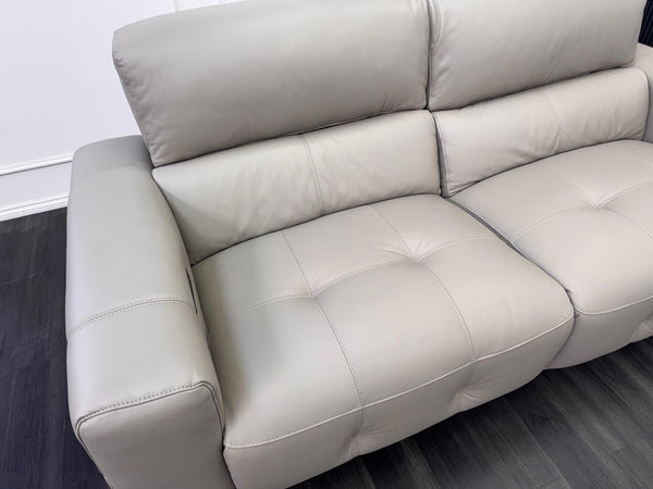 Furniture Village New York Power Recliner 3 Seater Sofa Pale Grey Leather17