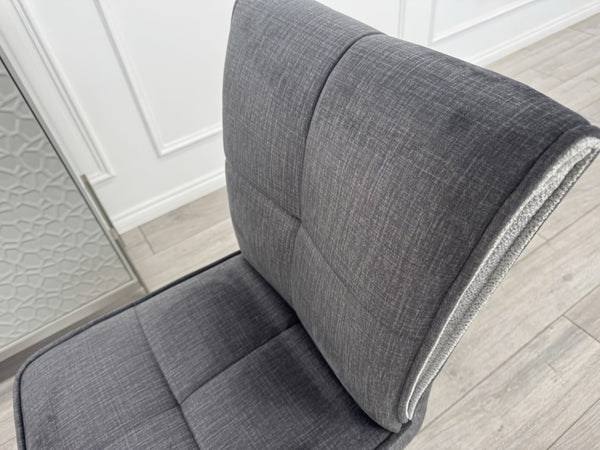 Furniture Village Glacier Pair Of 2 Swivel Dining Chairs Dark Grey Fabric4