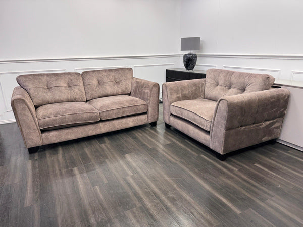 FURNITURE VILLAGE ARIANA 3 Seater Sofa Cuddle Set Classic Back Dapple Chocolate23