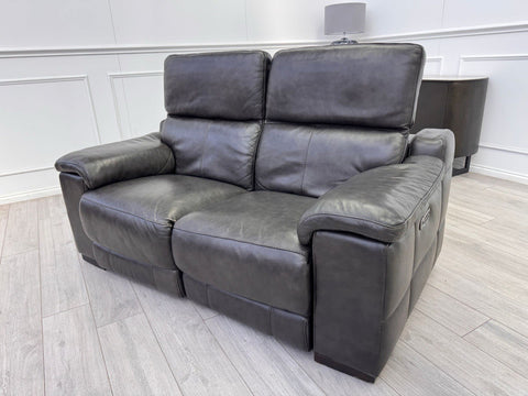 Sofology Laurance 2 Seater Sofa Power Recliner + Headrests Black Coffee Leather0