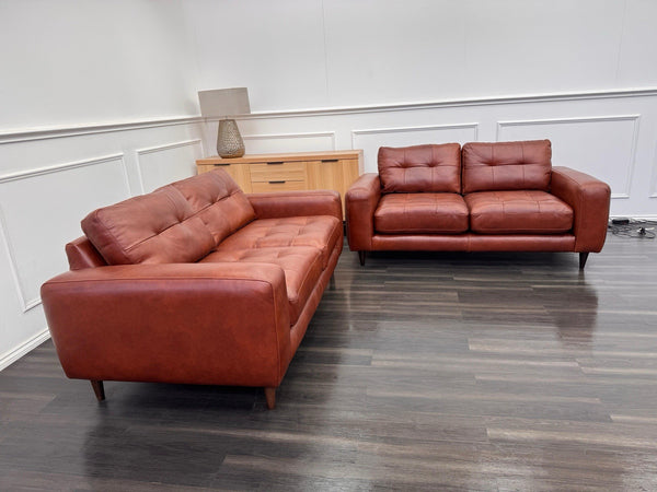 Barker And Stonehouse Houghton 2+2 Seater Sofas Brown Leather5