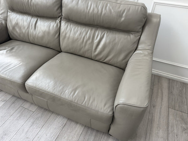 FURNITURE VILLAGE Light Taupe/Grey Genuine Leather Static 3 + 3 Seater Sofa Set12