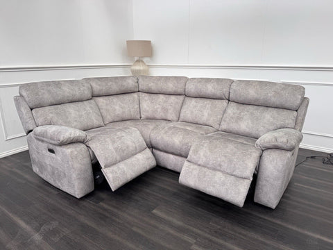 Furniture Village Moreno Power Reclining Corner Sofa In Grey Lux Velvet0