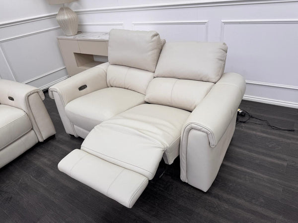 Furniture Village Nixon 2 & 2 Seater Sofa Set Power Recliner Frost Leather20