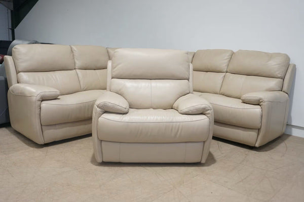 FV Link Nude leather standard 3piece curved corner group + Armchair Sofa Set0