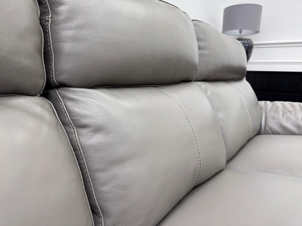 Furniture Village Grey Genuine Leather 3+1 Seater Sofa Set Power Recliner13