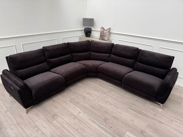 DFS Black Fabric Corner Sofa Power Recliner Modular Sofa9