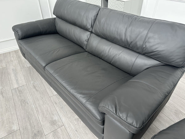 Furniture Village Cozee Dark Grey Premium Leather 3+2 Seater Sofa Set (Delivery)10