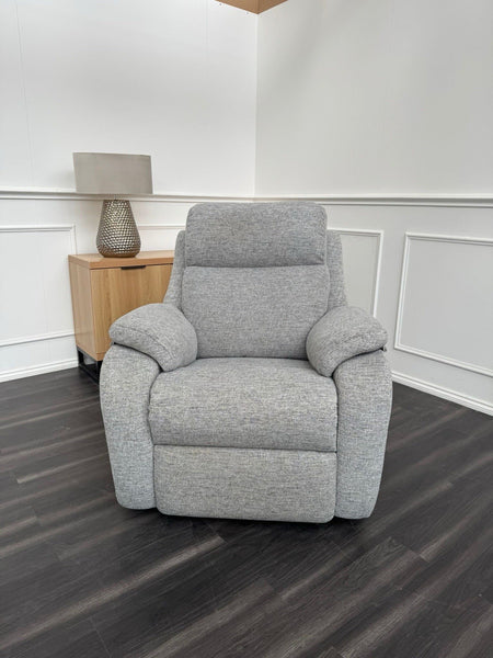 G Plan Kingsbury Power Recliner Armchair Light Grey Fabric RRP £242515