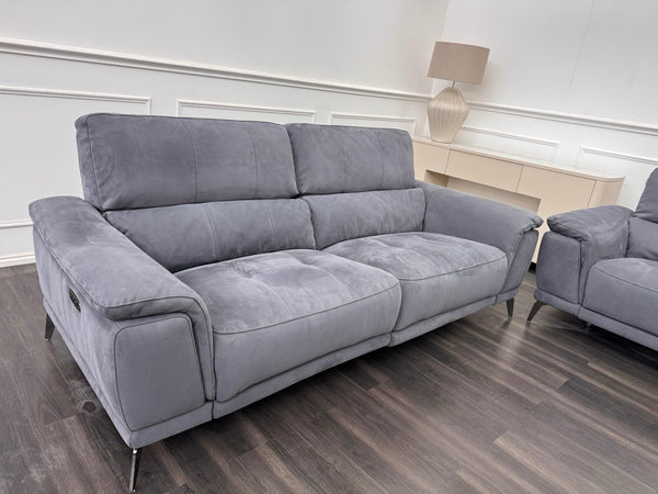 Furniture Village 3+2 Seater Sofa Set Power Recliner Dark Grey Suede12