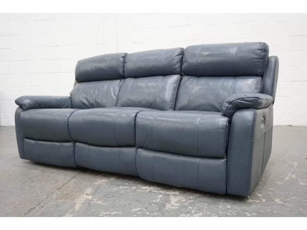 Furniture Village Komodo ocean blue leather electric reclining 3 seater sofa1