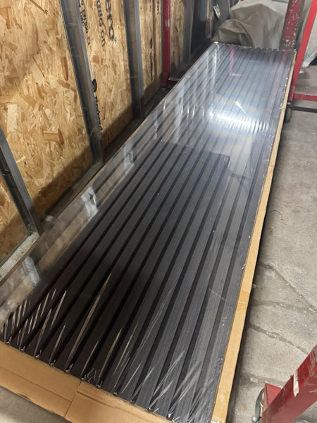 Acoustic Slat Wood Wall Panel Modern Interior Media Wall - Black 2.4m x 0.6m2