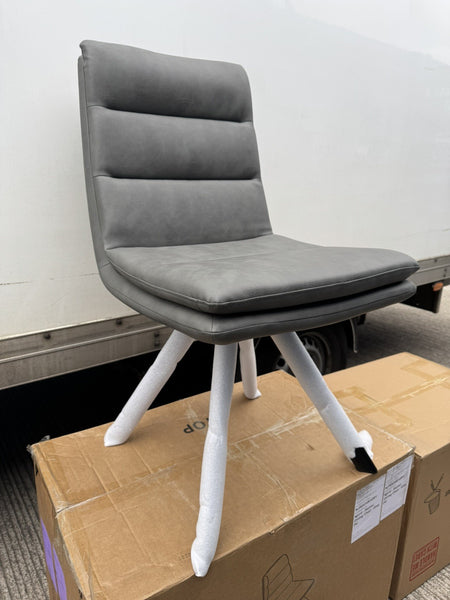 Furniture Village Njord Grey Leather Swivel Dining Chair9