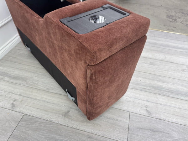 Sofology Plaza Console Red Chenille Denim Cup Holders Wireless Charging Socket9