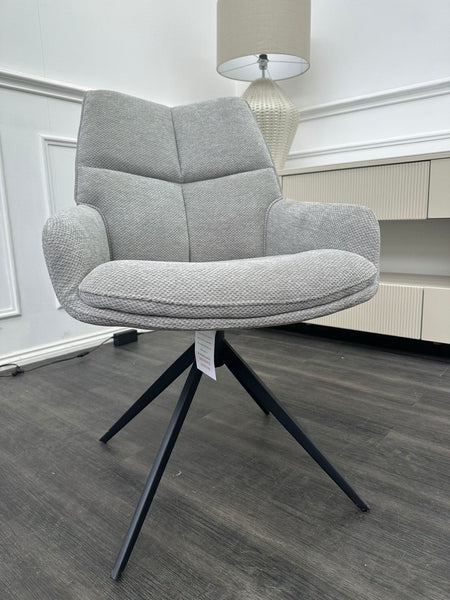 FV Kiara Silver Fabric Swivel Dining Chair (Choose Quantity)3