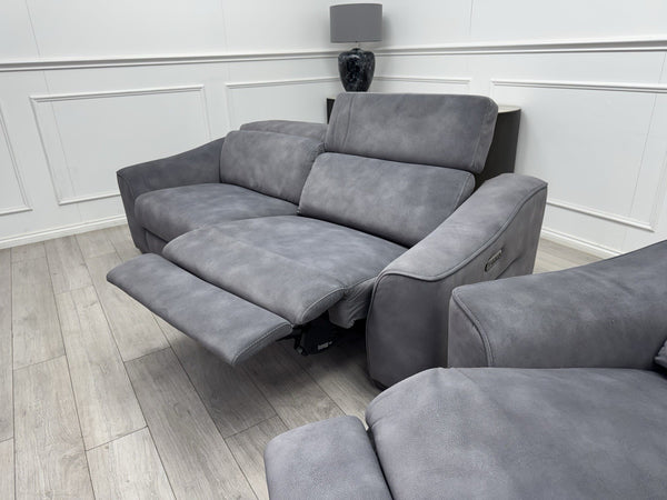 FV Xavier Grey Velvet 3+2 Seater Sofa Set Power Recliners & Headrests16