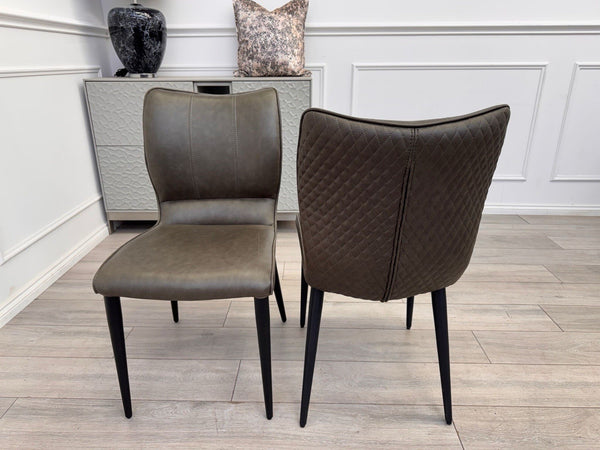 Furniture Village Murcia Grey Faux Leather Pair Of 2  Dining Chairs4