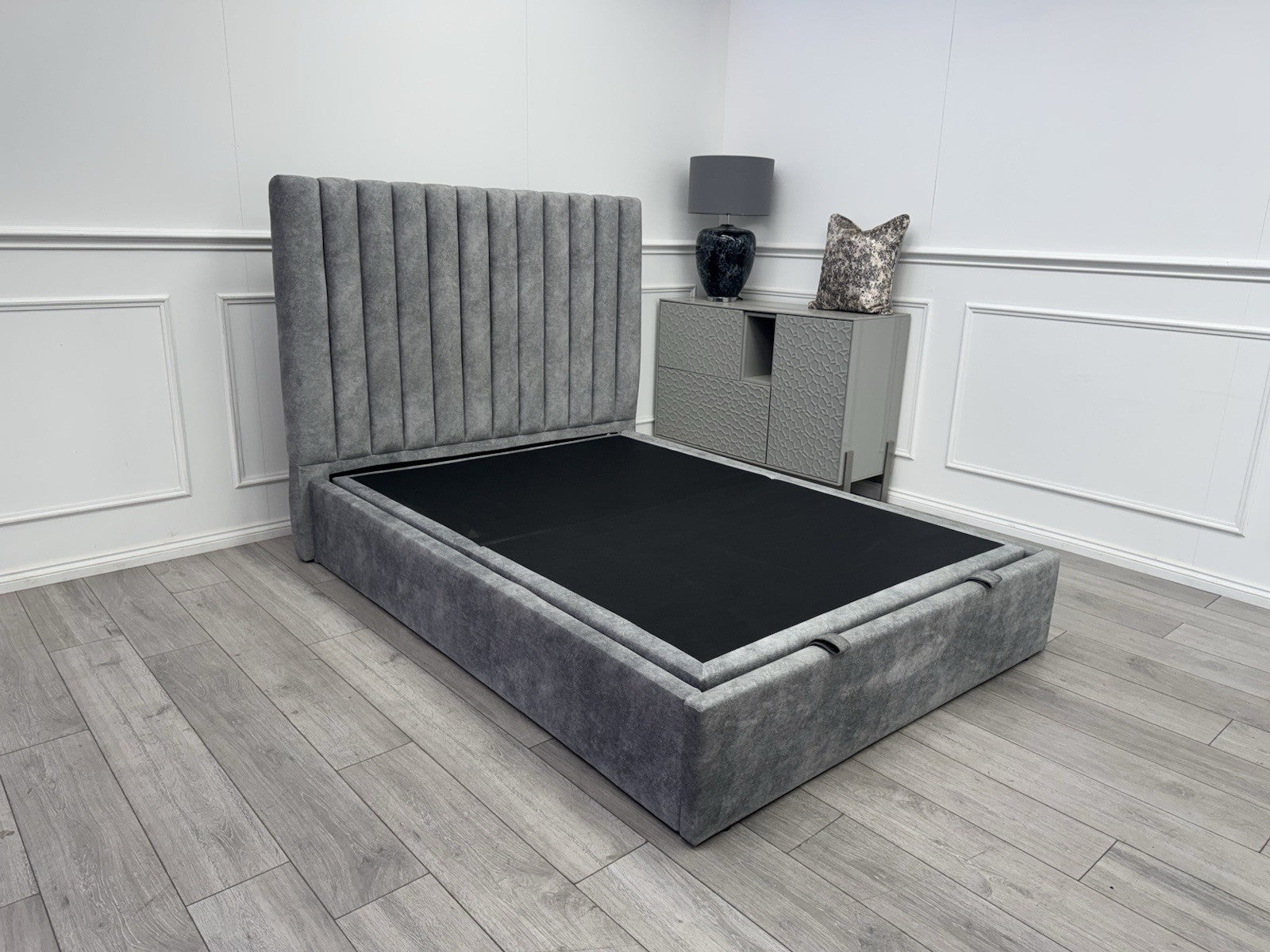 Furniture Village Ramos Ottoman Bedframe | Double | Dapple Silver Grey0