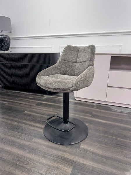 Furniture Village Kiara ash grey fabric swivel dining barstool (Pre-sale)1