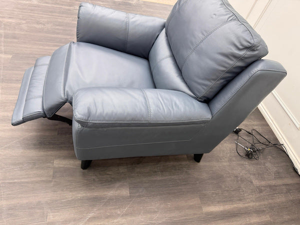 DFS Power Recliner Armchair Navy Blue Leather12