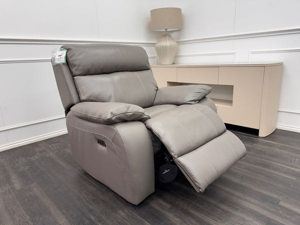 Furniture Village Moreno Grey Leather Armchair Electric Power Recliner0