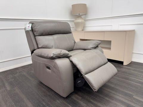 Furniture Village Moreno Grey Leather Armchair Electric Power Recliner0